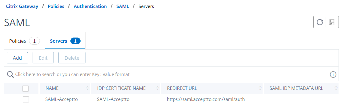 Citrix SAML servers