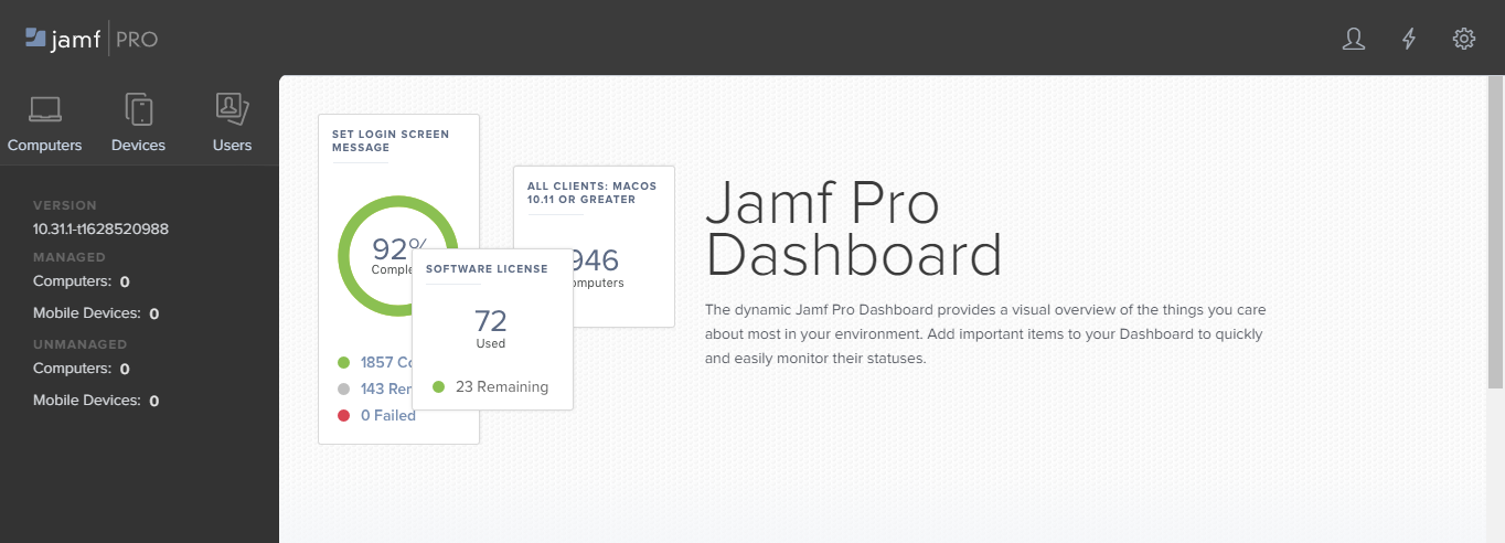 Jamf Pro Dashboard