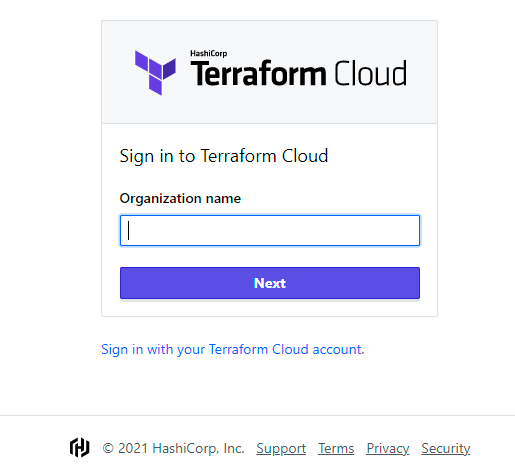 Terraform Cloud sign in