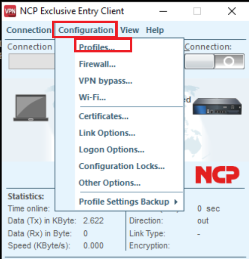 NCP user interface