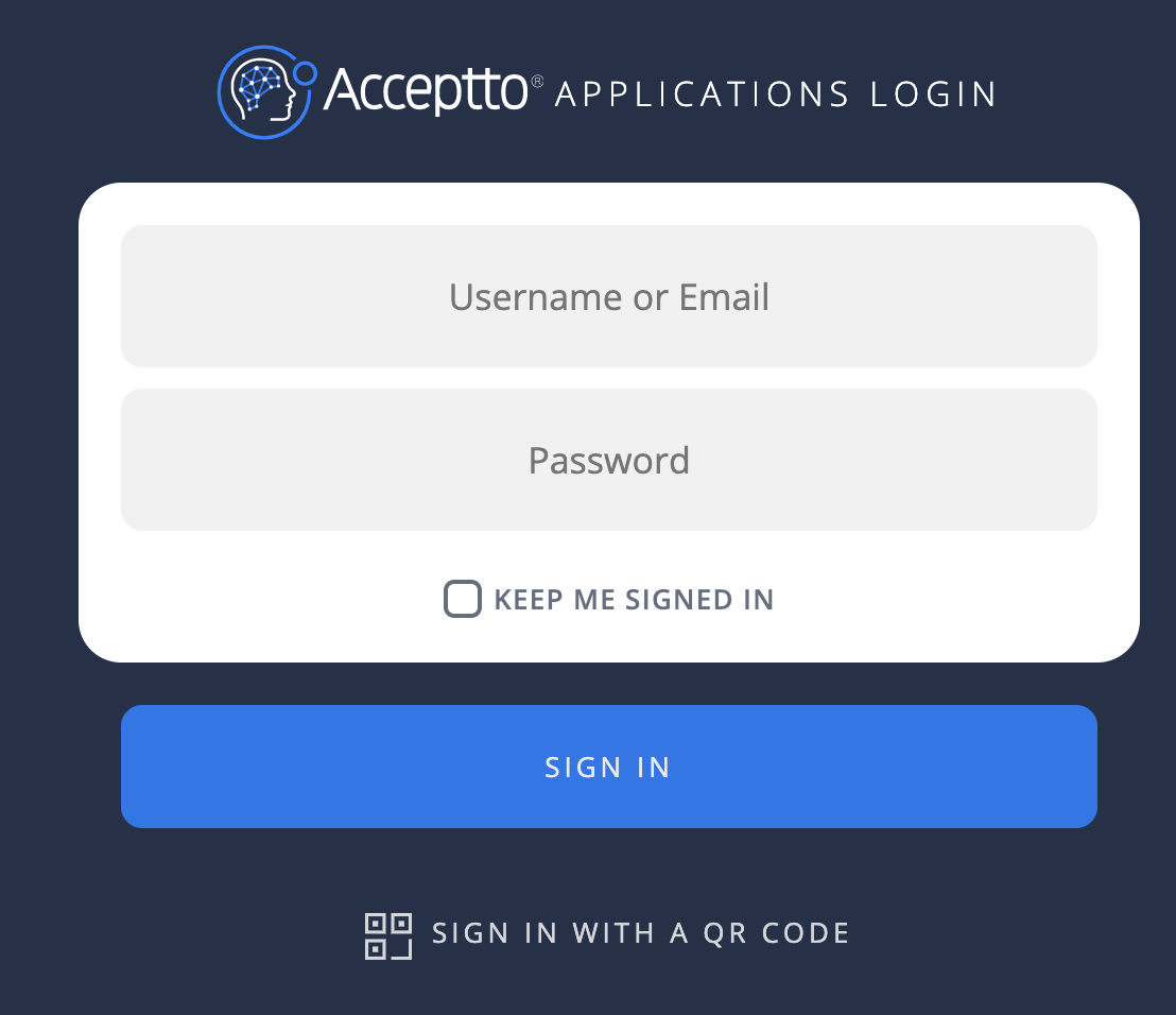 Acceptto SAML login form