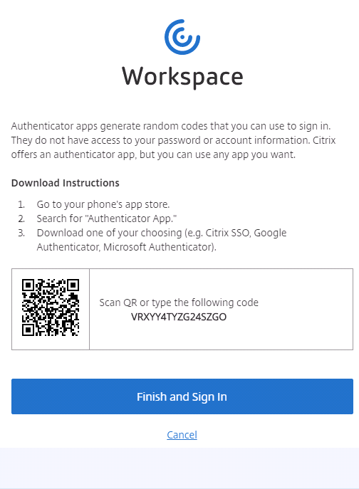 Citrix Workspace qr code